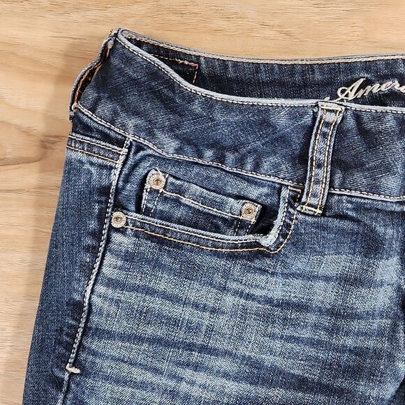 🐞American Eagle Blue Stretch Artist Bootcut Jeans Size 6/28 - Picture 8 of 12